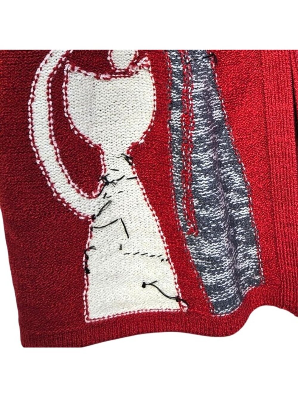 Allison Daley Vintage 90s Red Cat Knit Sweater Vest Zip M/L - Picture 12 of 14